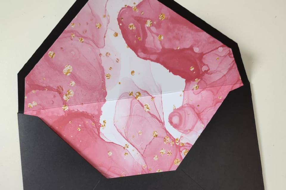 Convite 15 Anos Preto com Rosa