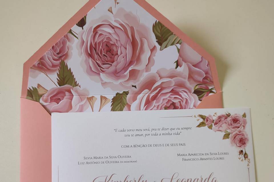 Convite Casamento Rosa