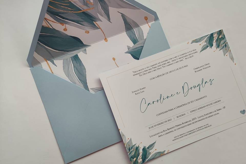 Convite Envelope Azul Serenity