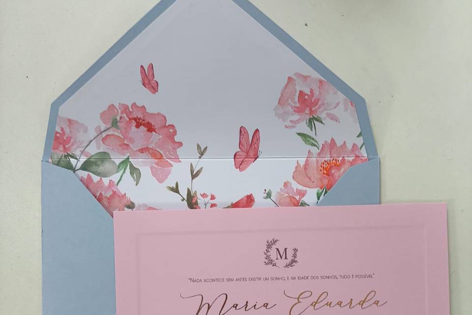 Convite 15 Anos Rosa
