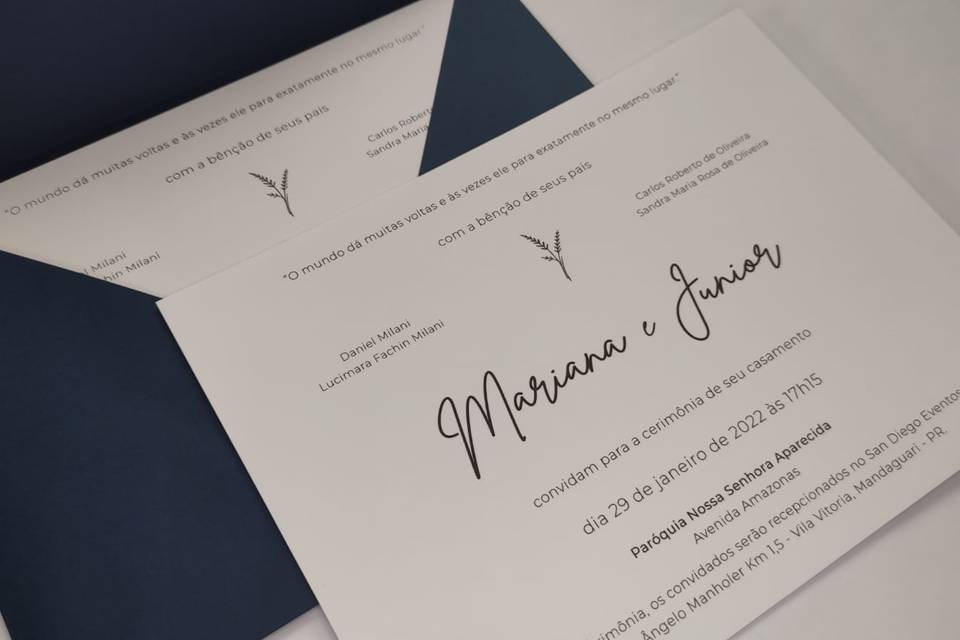Convite com Envelope Azul