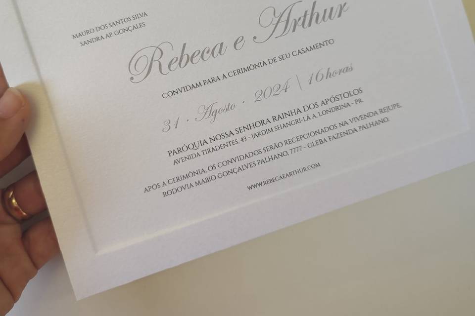 Convite casamento com relevo