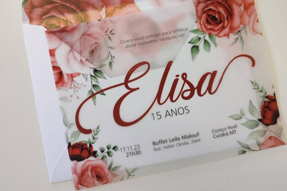 Convites 15 Anos Rosas