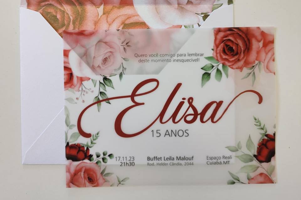 Convites 15 Anos Rosas