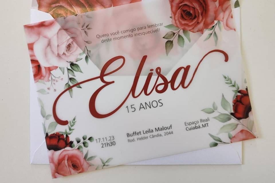Convites 15 Anos Rosas