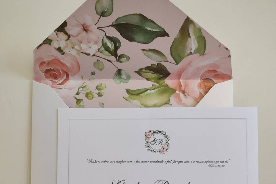 Convite Casamento Floral Rosê