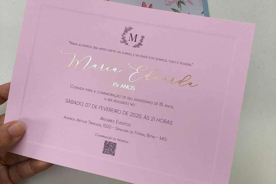 Convite 15 Anos Rosê Gold