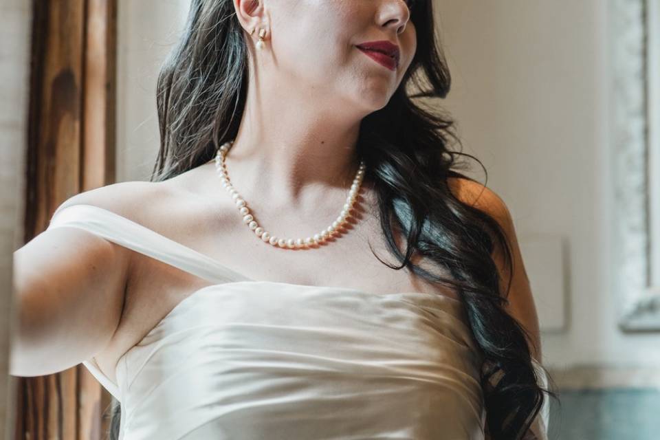 Vestido drapeado seda