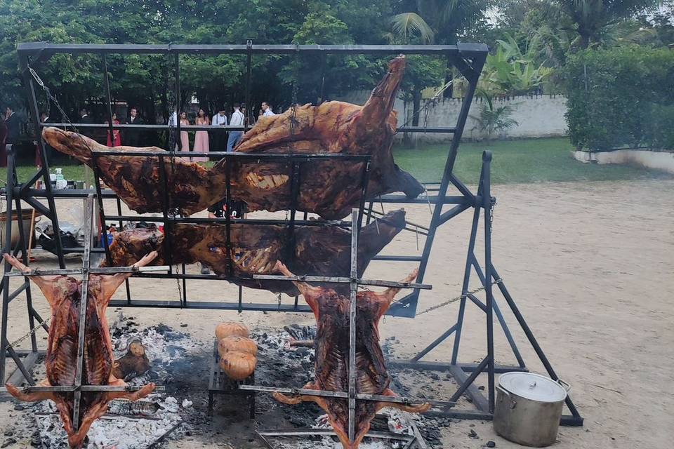 Churrasco no chão