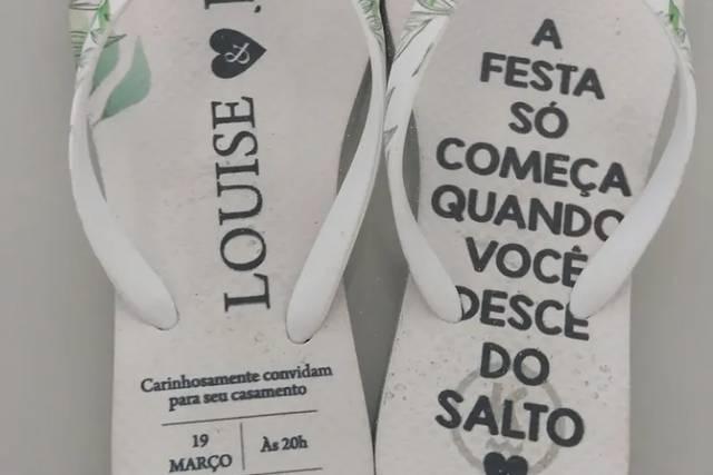 Casamento, convite no chinelo