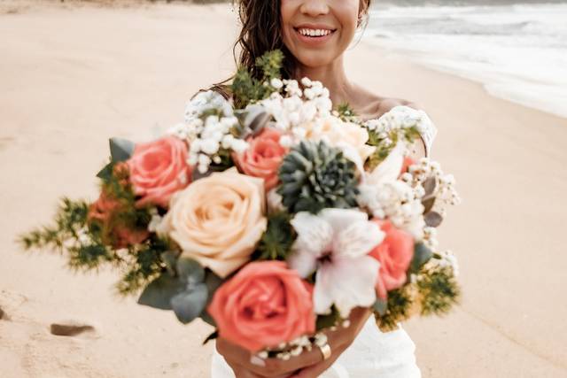 Buque de noiva com suculentas