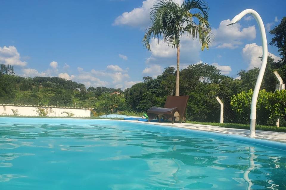 Área da piscina para chalé