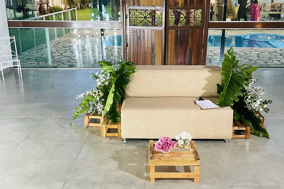 Espaço que antecede a piscina
