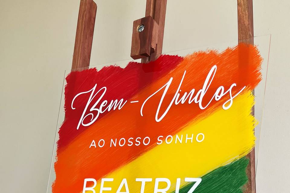 Placa em acrílico pintada