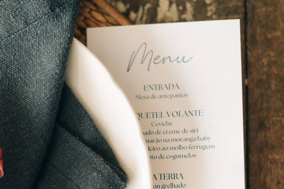 O menu mesa convidados