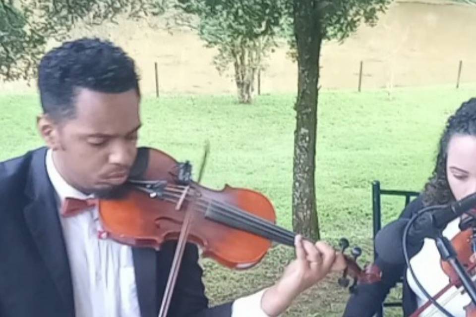 Violinistas tocando a introduç