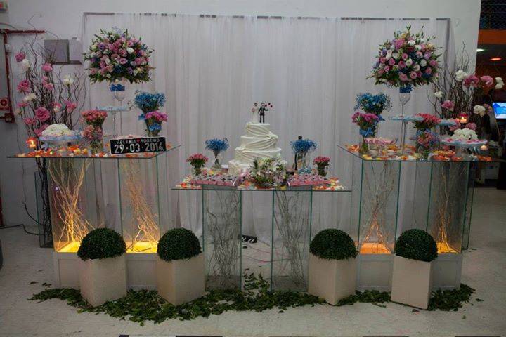 Decoração azul e rosa