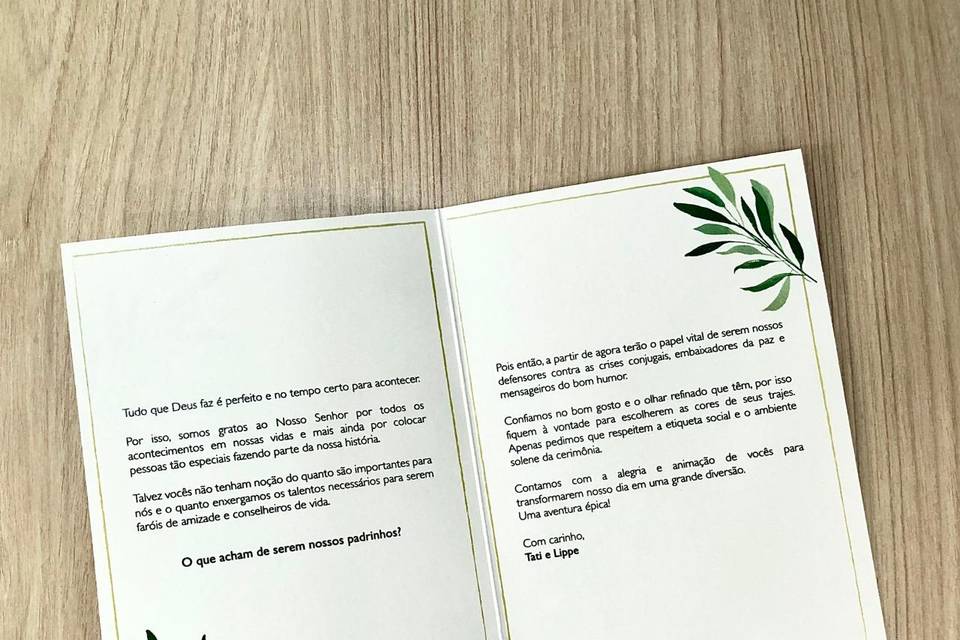 Convite padrinhos
