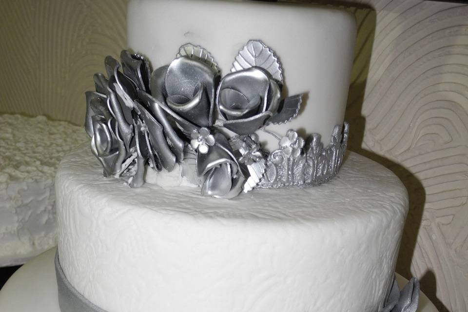 Bolo Casamento Branco / prata