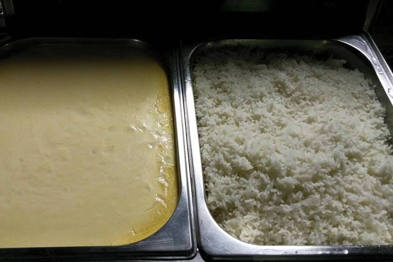 Creme de milho e arroz branco