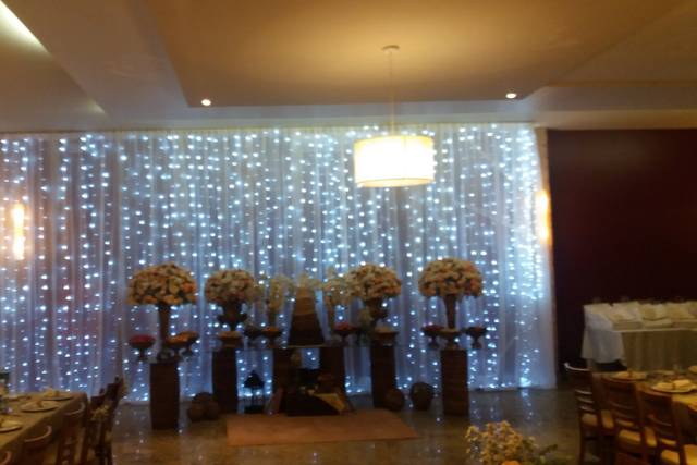 Cortina de led com voil