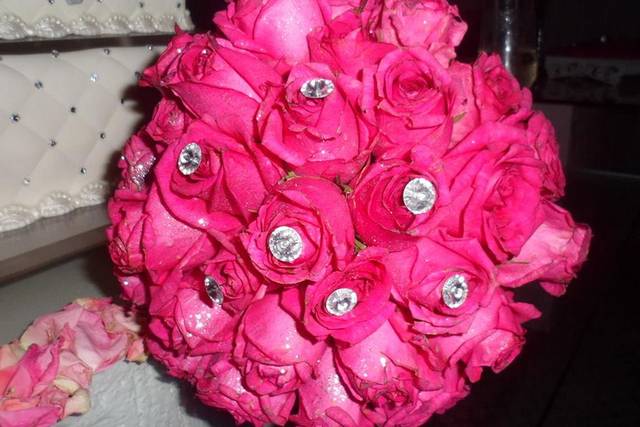 Buquê de rosas com pérolas