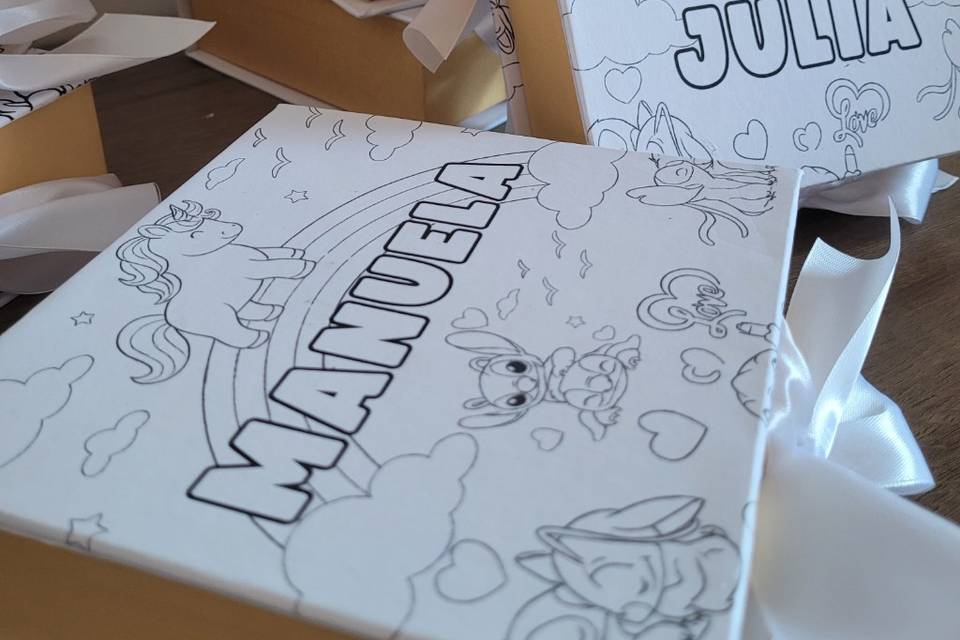 Caixa-convite infantil colorir