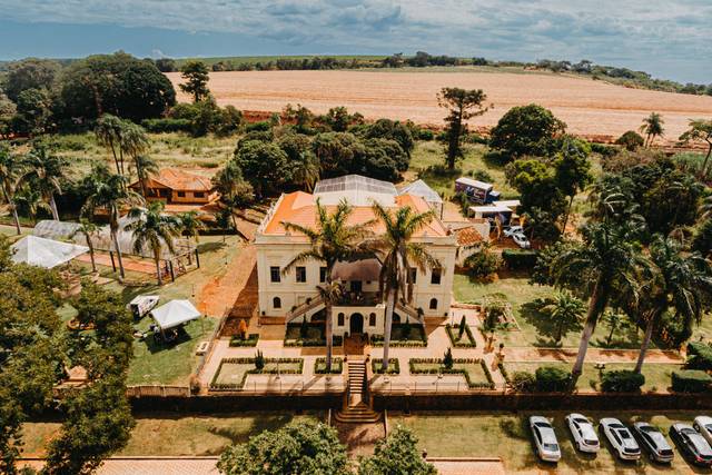 Vista aérea da fazenda
