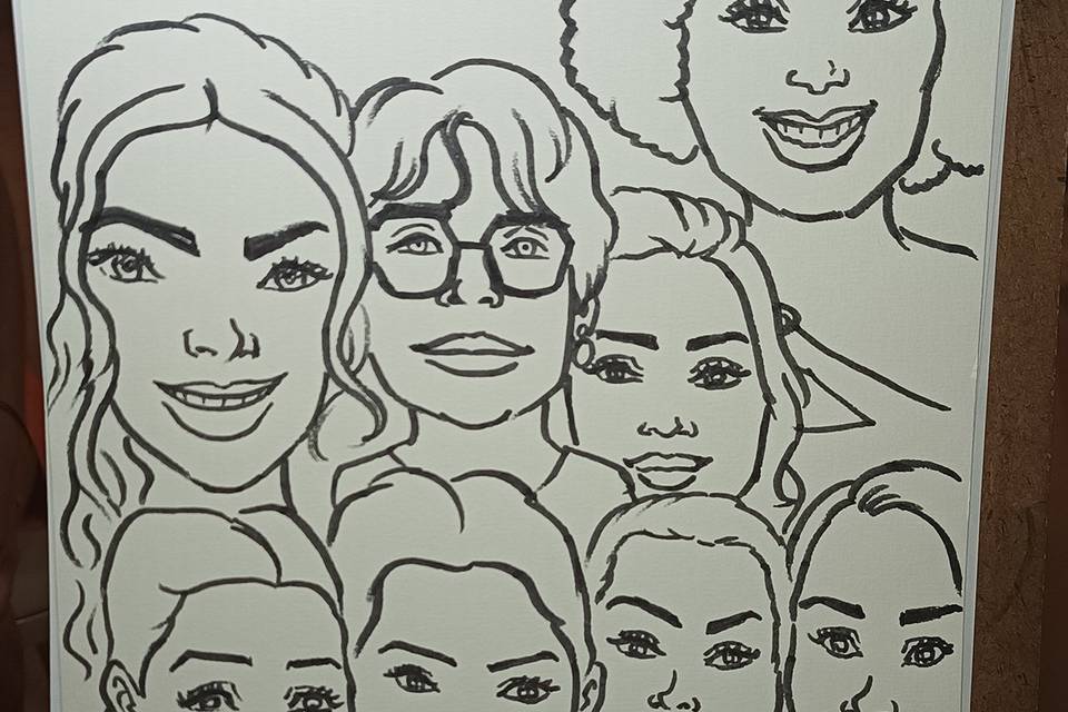 Caricatura: grupo de 8 pessoas