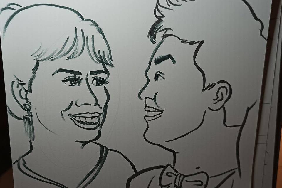 Caricatura ao vivo de casal