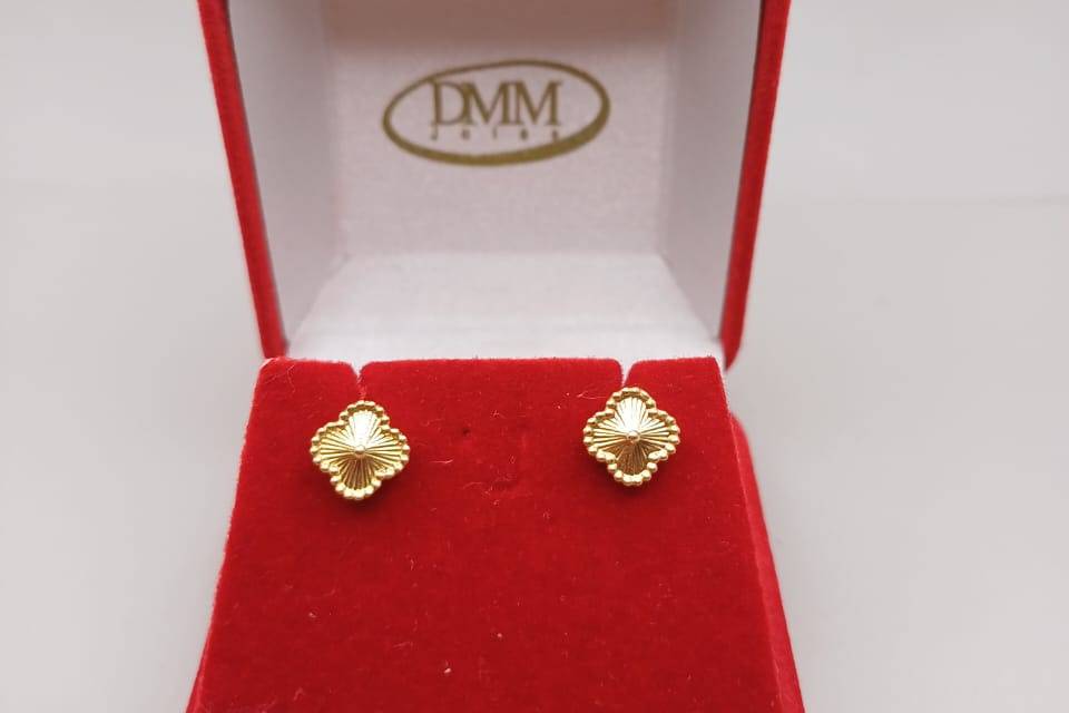 Brincos Trevo -  ouro 18k