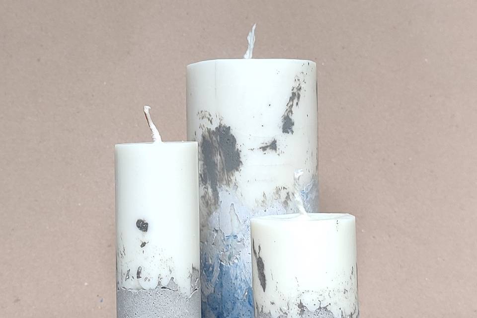 Trio de velas com base de cime