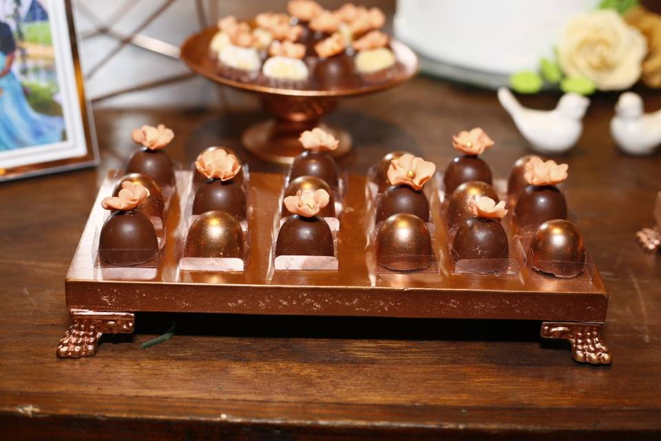 Bombons de chocolate floral pa