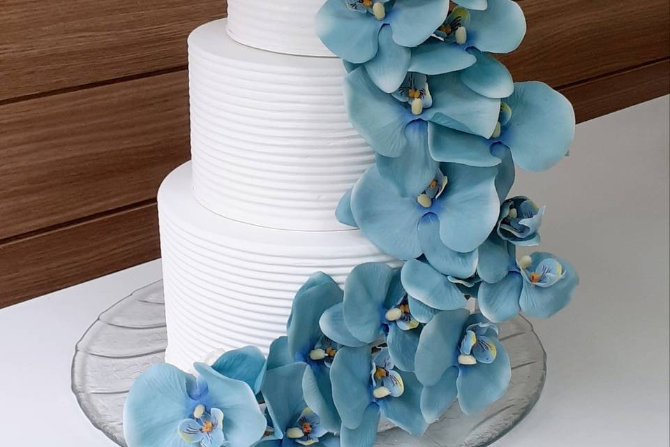 Bolo orquídeas azul