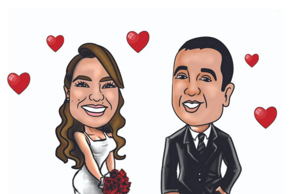 Caricatura Casamento Noivos