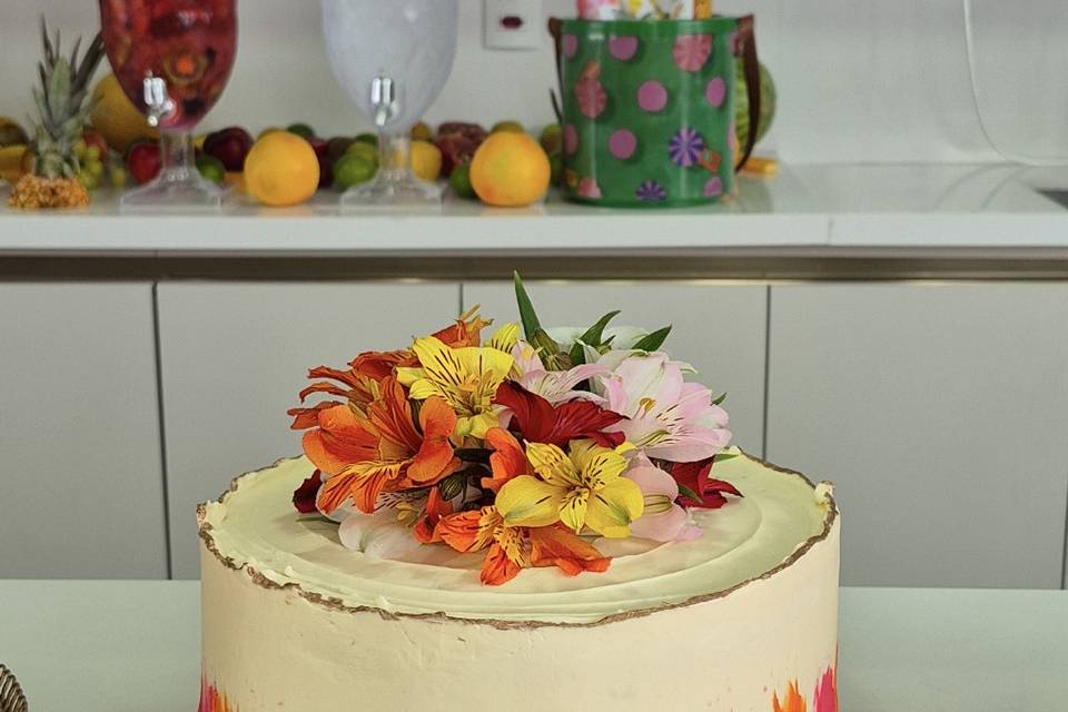 Bolo buttercream com flores