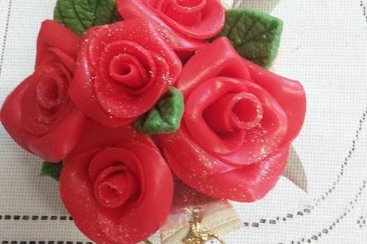 Cesta de sabonetes de rosas