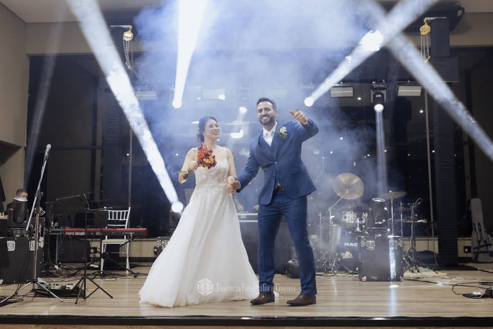 No palco com a Banda