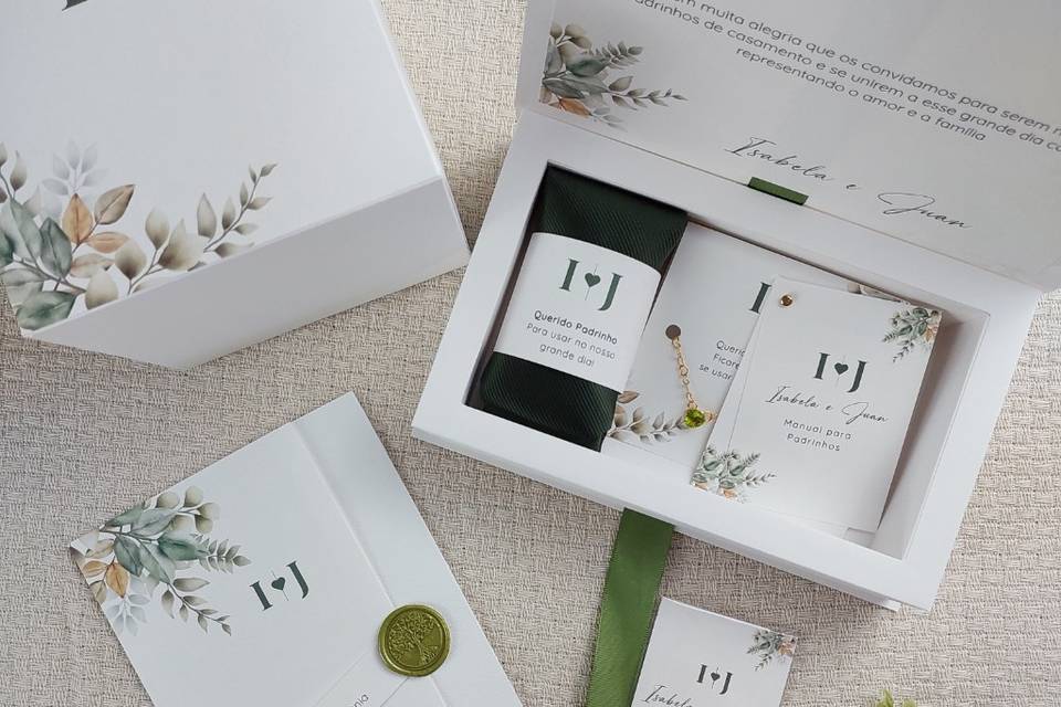 Caixa para padrinhos e convite