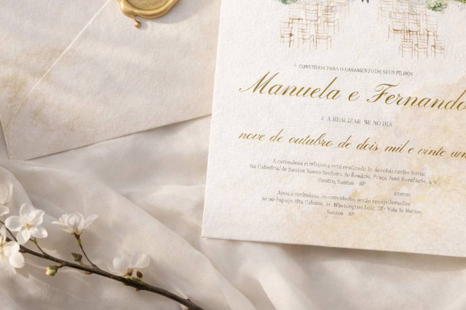 Convite Ilustrado Aquarela