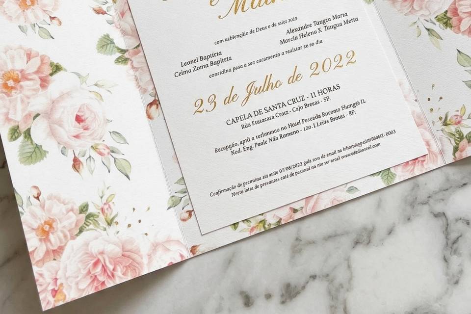 Convite Floral com Abertura