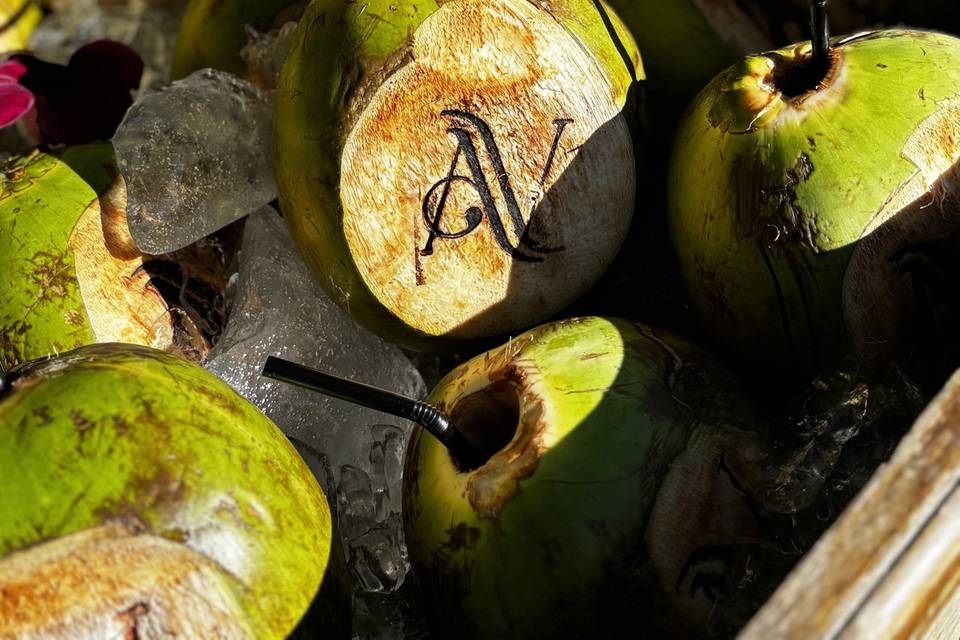 Canoa de cocos verdes