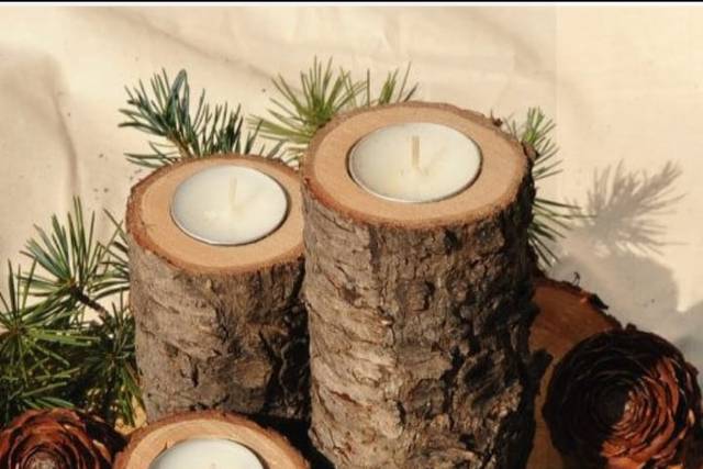 Trio porta velas rustico