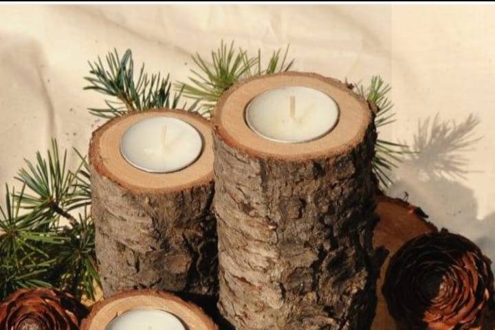 Trio porta velas rustico