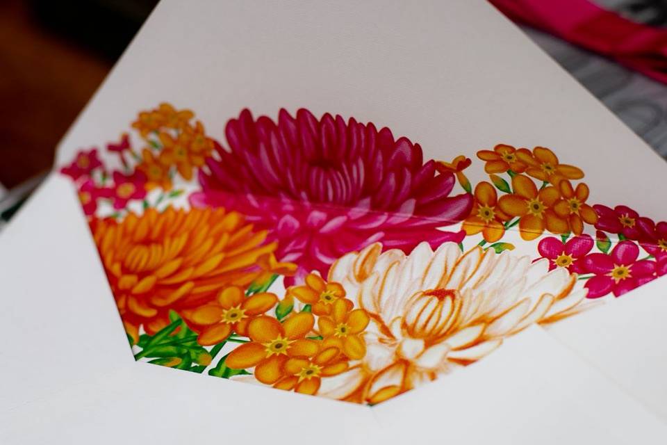 Convite com ilustração floral