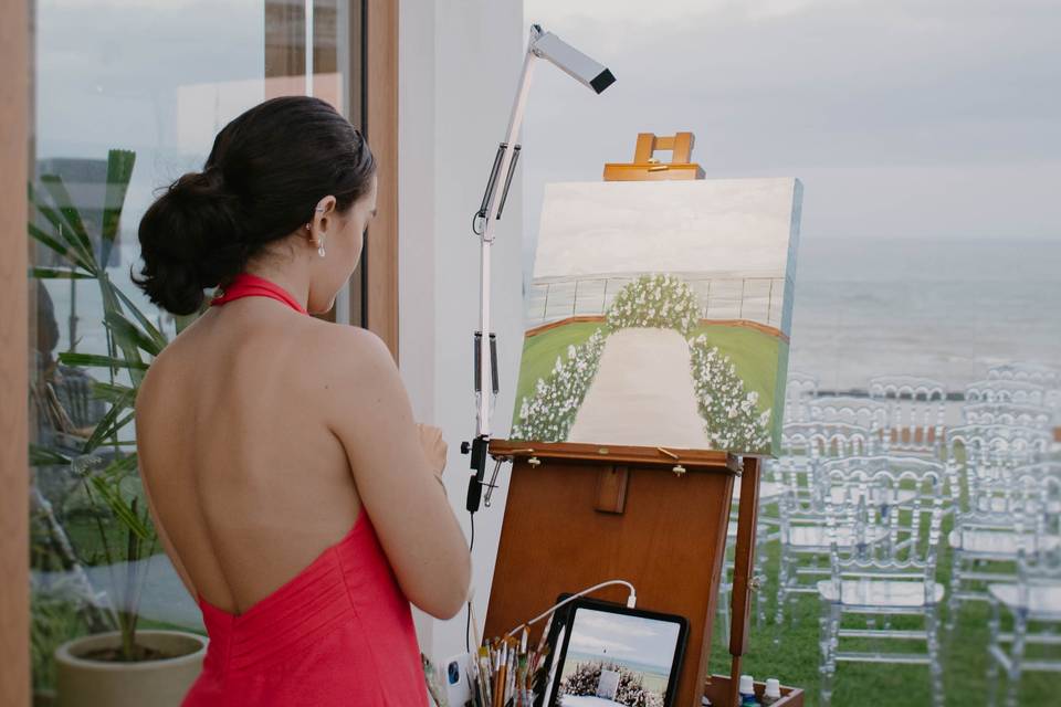 Pintura ao vivo de casal