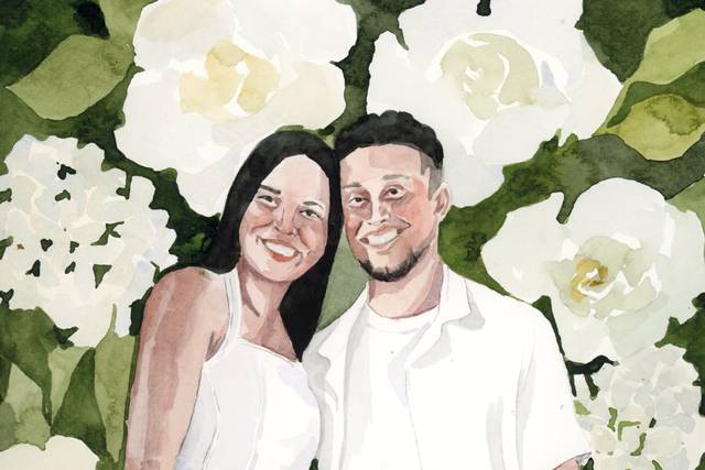 Retrato de casamento em aquare