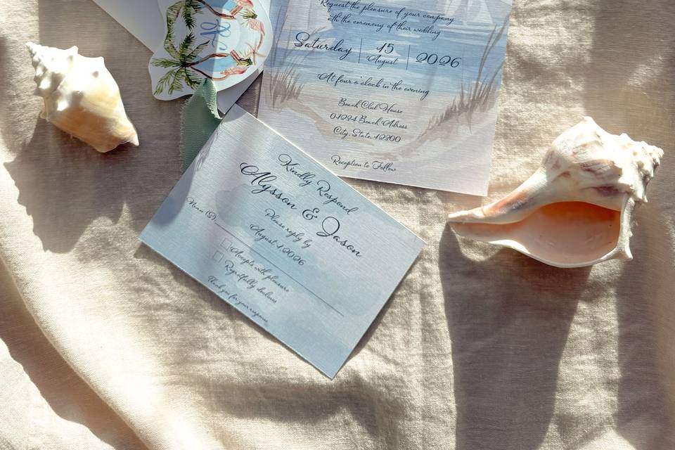 Convite de casamento na praia