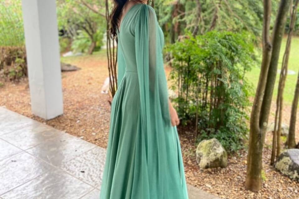 Vestido tons de verde