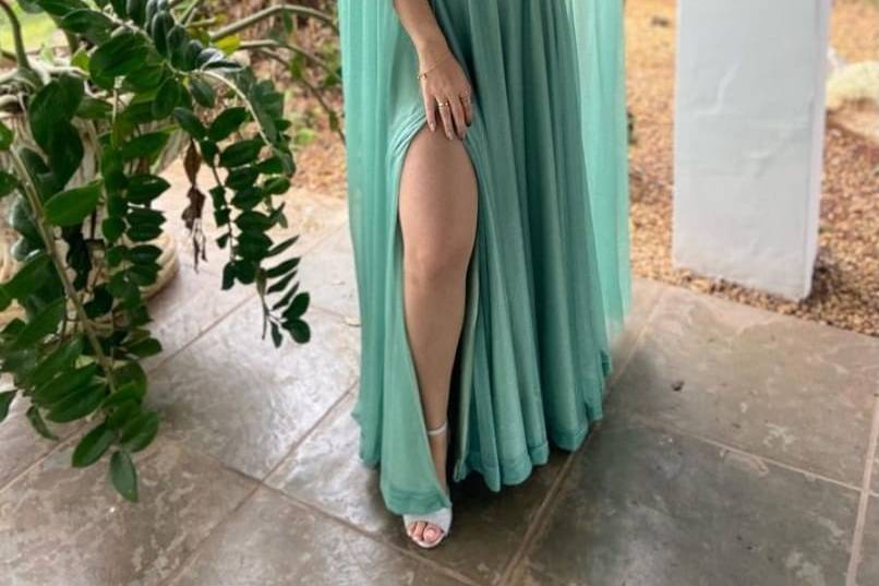 Vestido tons de verde